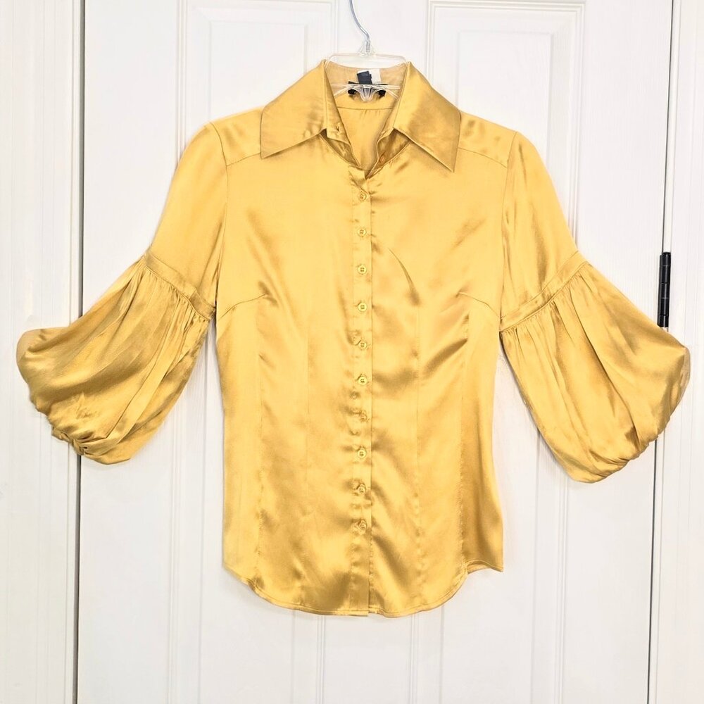 BEBE Yellow Silk Blouse